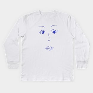 Over It Face Line Drawing Kids Long Sleeve T-Shirt